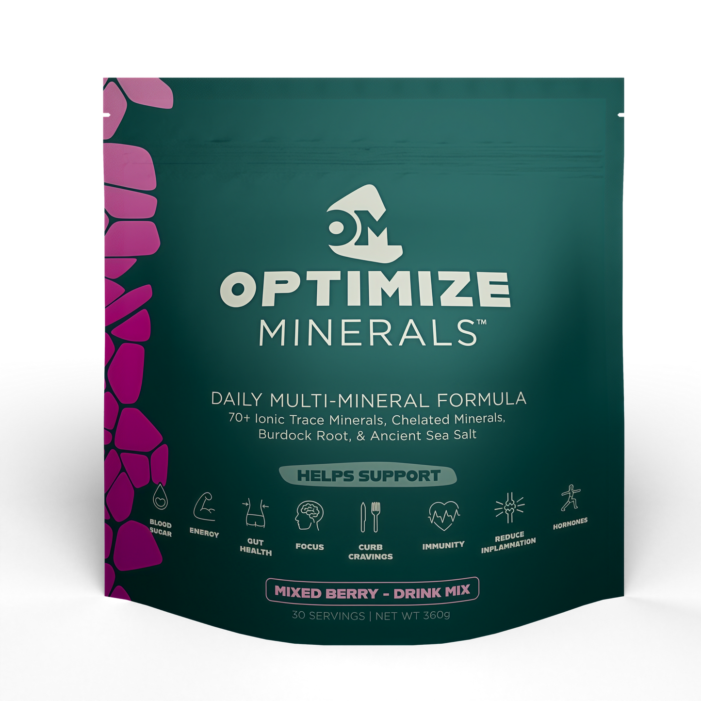 Optimize Minerals Multi MineralDaily Formula-Magnesium,Electrolytes & Trace MineralSupplement Powder-GlutenFree Vitamins Drink-MixedBerry, 30 servings